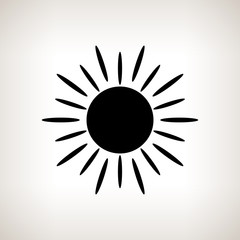 Silhouette sun with rays on a light background, vector