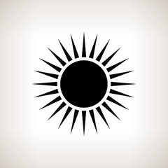 Silhouette sun with rays on a light background, vector