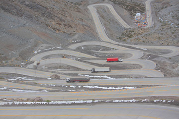 international road with many switchbacks between Santiago and