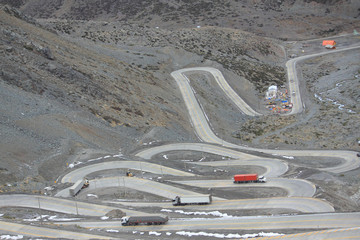 international road with many switchbacks between Santiago and - 75578021