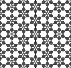 Black and white seamless pattern with flower style.