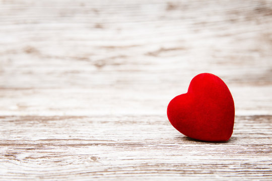 Heart on wooden background, valentine day love decoration