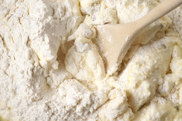 Cooking: kneading dough close-up