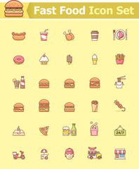 Fast food icon set