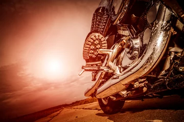 Biker girl riding on a motorcycle