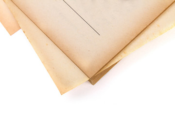 page conner of old paper and book , selective focus