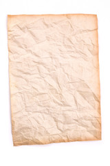 crumpled old paper on white background