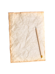 crumpled paper with wooden pencil