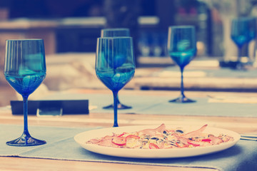 Retro Photo Of Pizzeria Restaurant Interior