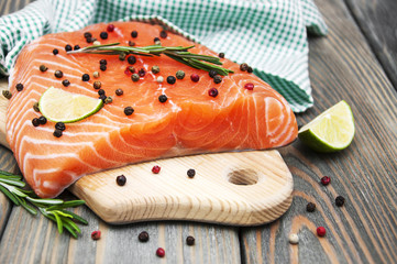 salmon fish with fresh herbs