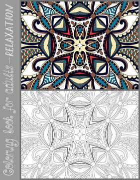 unique coloring book page for adults - flower paisley design