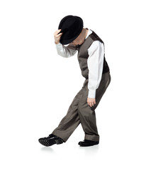 Dancing boy isolated on white