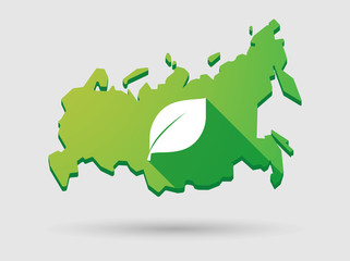Russia map icon with a leaf