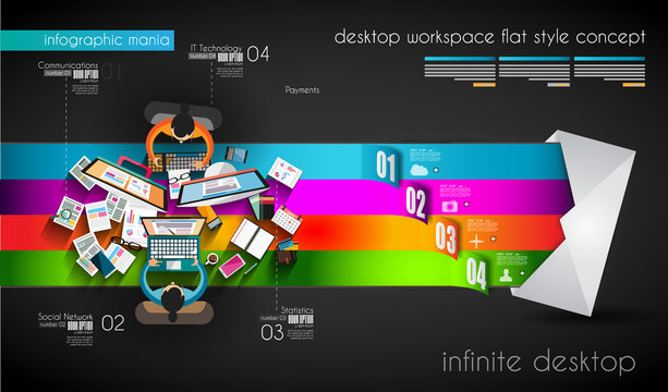 Infographic teamwork and brainsotrming with Flat style