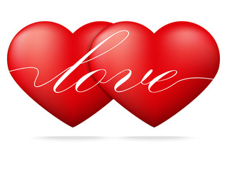 Red heart on white background