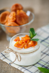 sweet homemade yogurt with dried apricots