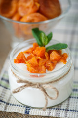 sweet homemade yogurt with dried apricots