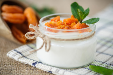 sweet homemade yogurt with dried apricots