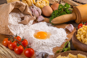 Pasta and ingredients