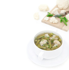 vegetable soup with cauliflower and green beans and vegetables