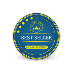 Best seller vector label with royal crown on a white background