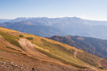 beautiful Western Caucasus mountains in autumn