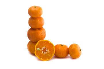 orange fruit   on white background