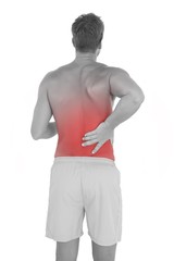 Fototapeta premium Man with shorts suffering from back pain