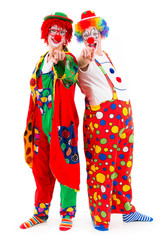 clowns zeigen mit dem finger