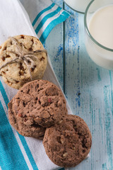 close view on brown chocolate homemade cookies