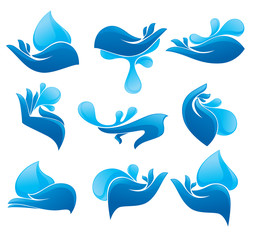 clean women hands and fresh water