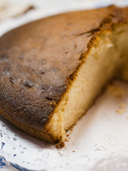 Sponge cake over a table