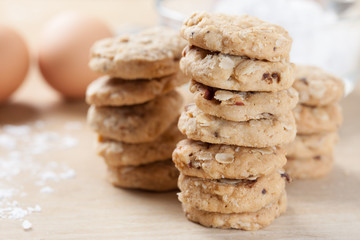 homemade oat cookies with raisin stack