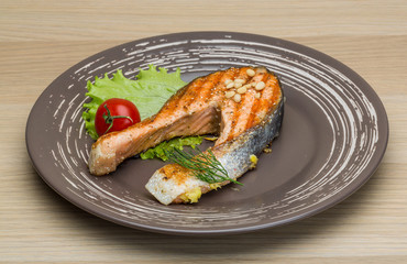 Grilled salmon steak