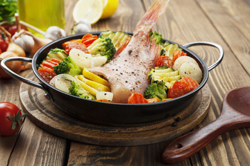Roasted fish with vegetables