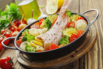 Roasted fish with vegetables