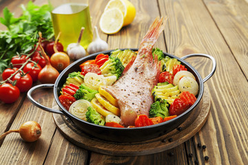 Roasted fish with vegetables
