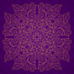 Orange ornament purple background.