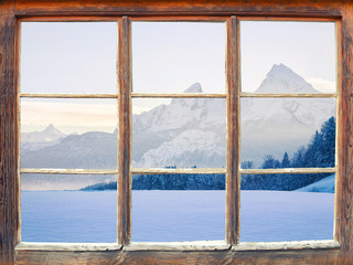 Naklejki  Widok z okna na Watzmann