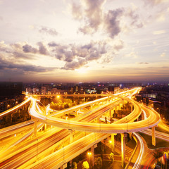 Fototapeta premium skyline and traffic,flyover in modern city.