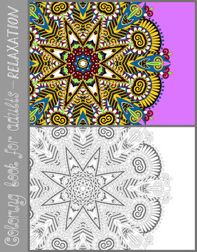 unique coloring book page for adults - flower paisley design