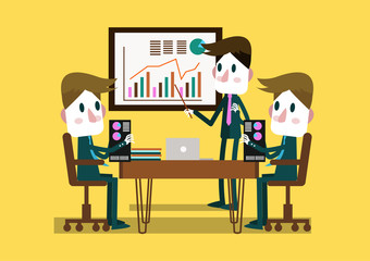 Businessman present business plan in a conference room. vector