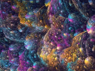 Abstract shapes made of fractal textures.