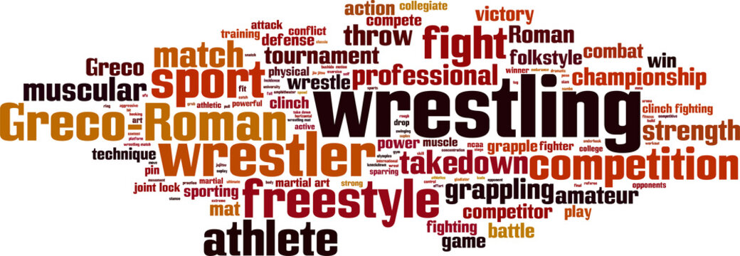 Wrestling word cloud concept. Vector illustration