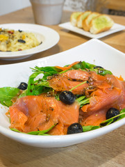 Smoked salmon rocket salad