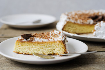 piece of cake glazed with chocolate