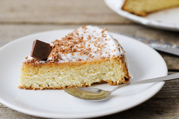 piece of cake glazed with chocolate