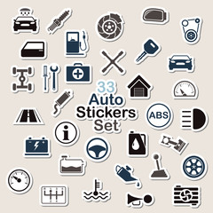 Set of auto icon stickers