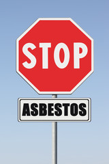 Stop asbestos concept. Stop Asbeston written on signpost