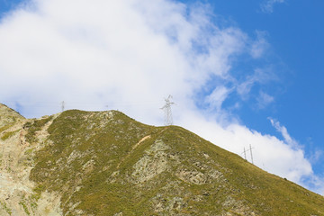 Fototapeta premium power tower on the mountain